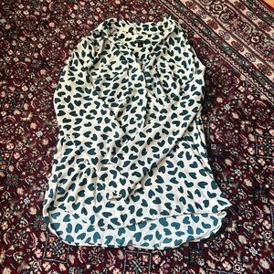 Ann Taylor White and Black Heart Print Blouse